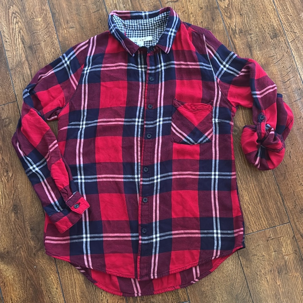 Miami Red and Blue Button Down Shirt